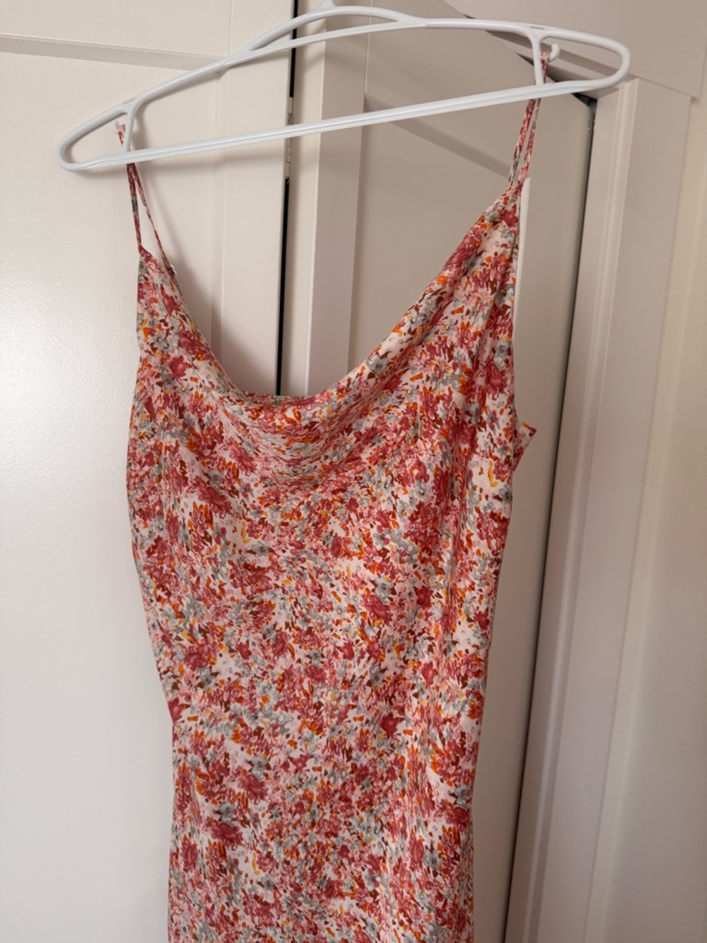 Dex Red Multi Floral Asymmetrical Slip Dress